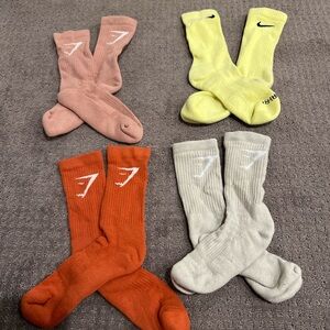Gymshark Athletic Socks - Pink, Yellow, Orange, Gray Set